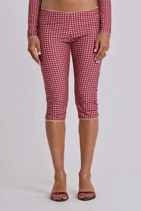 Freda zwemcapri met gingham-print