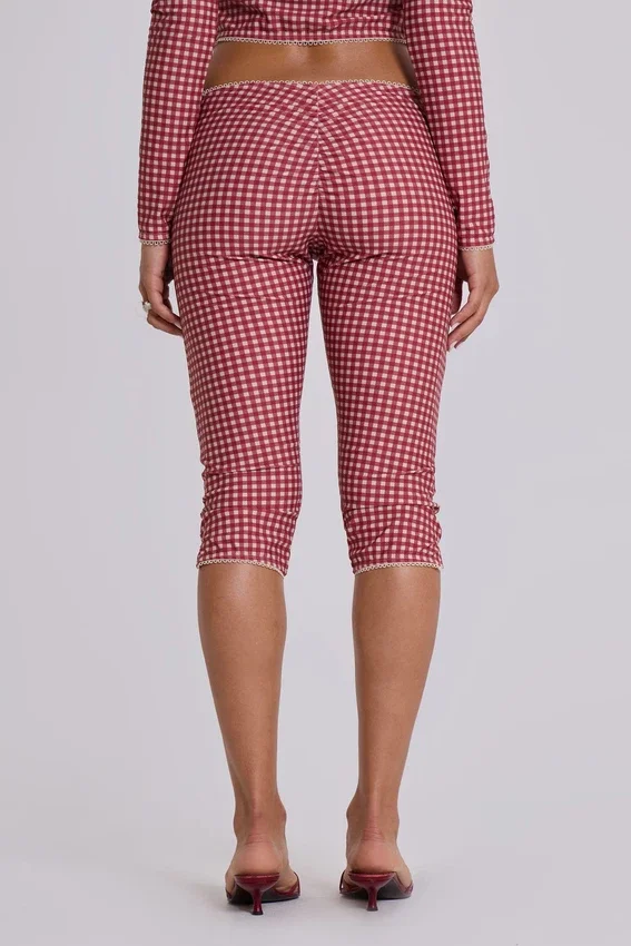 Freda zwemcapri met gingham-print