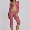 Freda zwemcapri met gingham-print