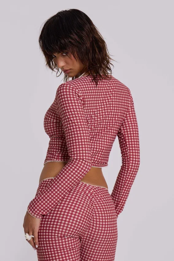 Freda zwemcapri met gingham-print