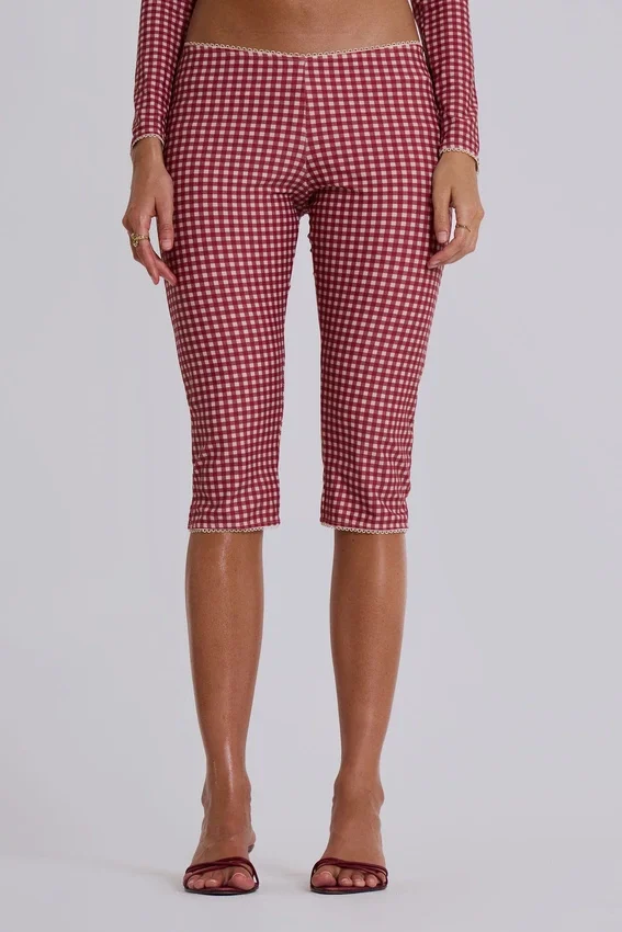 Freda zwemcapri met gingham-print