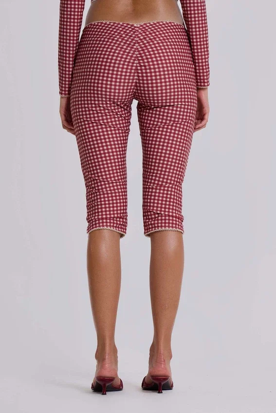 Freda zwemcapri met gingham-print
