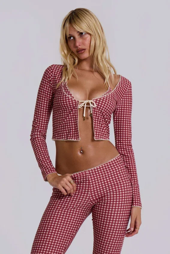 Freda zwemcapri met gingham-print