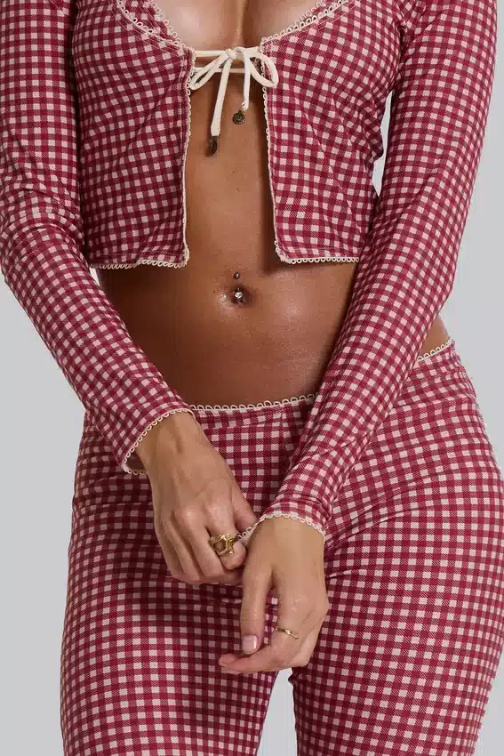 Freda zwemcapri met gingham-print