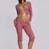 Freda zwemcapri met gingham-print