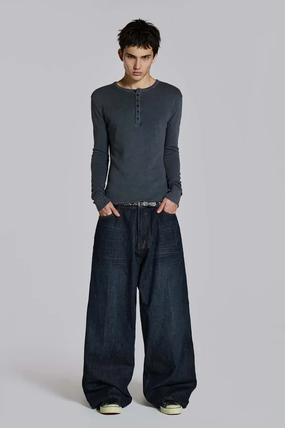 Gekreukte indigo XL Colossus Jeans