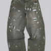 Geverfde kaki ripstop-timmermansjeans