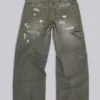 Geverfde kaki ripstop-timmermansjeans