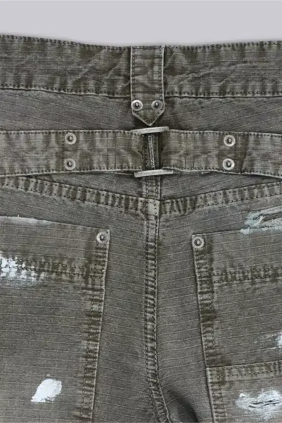 Geverfde kaki ripstop-timmermansjeans