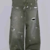 Geverfde kaki ripstop-timmermansjeans