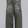 Geverfde kaki ripstop-timmermansjeans