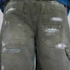 Geverfde kaki ripstop-timmermansjeans