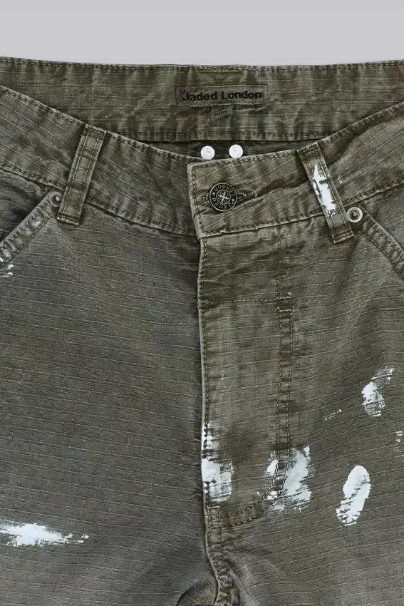 Geverfde kaki ripstop-timmermansjeans