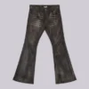 Gewaschener schwarzer PU-Drift-Bootcut-Jeans