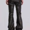 Gewaschener schwarzer PU-Drift-Bootcut-Jeans