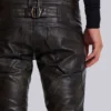 Gewaschener schwarzer PU-Drift-Bootcut-Jeans