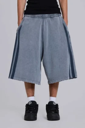 Gewassen grijze Sporty Stripe Monster Joggershort