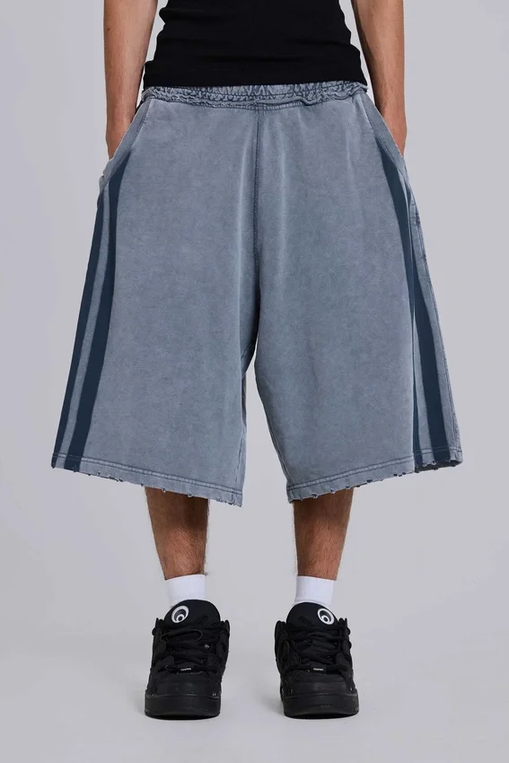 Gewassen grijze Sporty Stripe Monster Joggershort