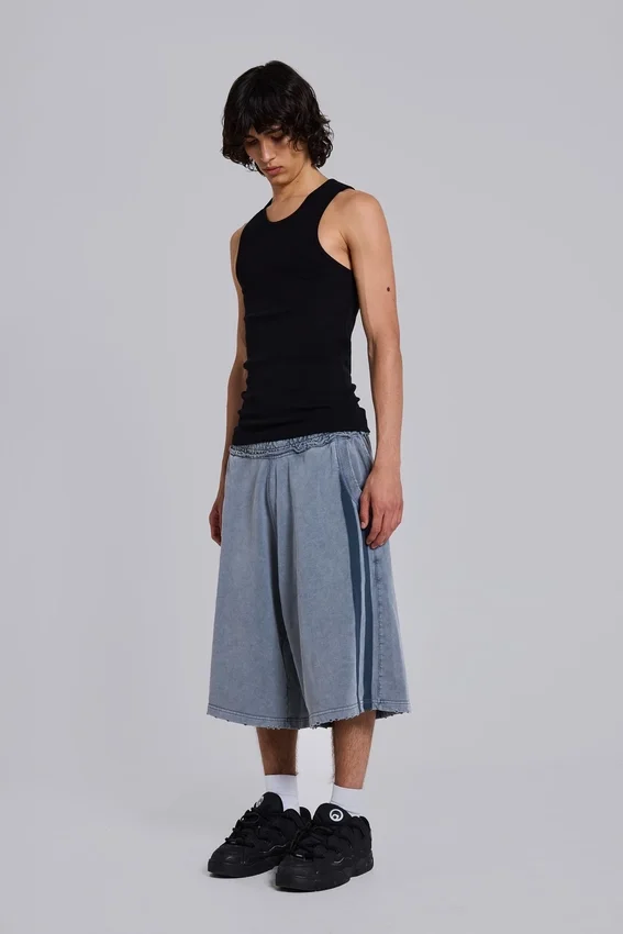 Gewassen grijze Sporty Stripe Monster Joggershort