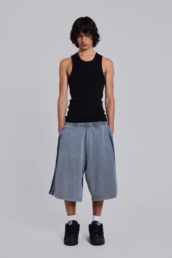Gewassen grijze Sporty Stripe Monster Joggershort