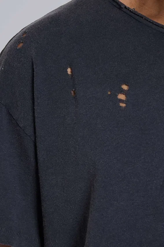 Gewassen zwart cropped Moth T-shirt