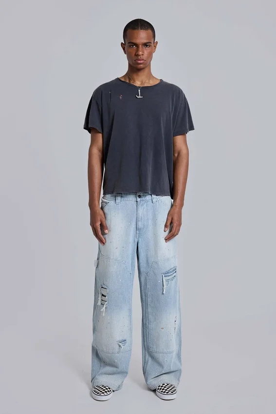 Gewassen zwart cropped Moth T-shirt