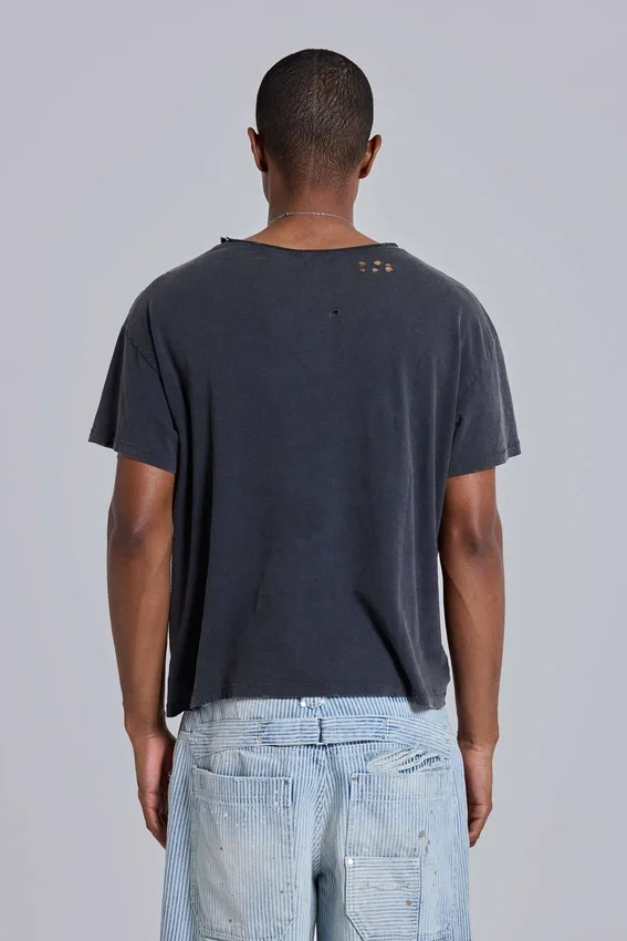 Gewassen zwart cropped Moth T-shirt