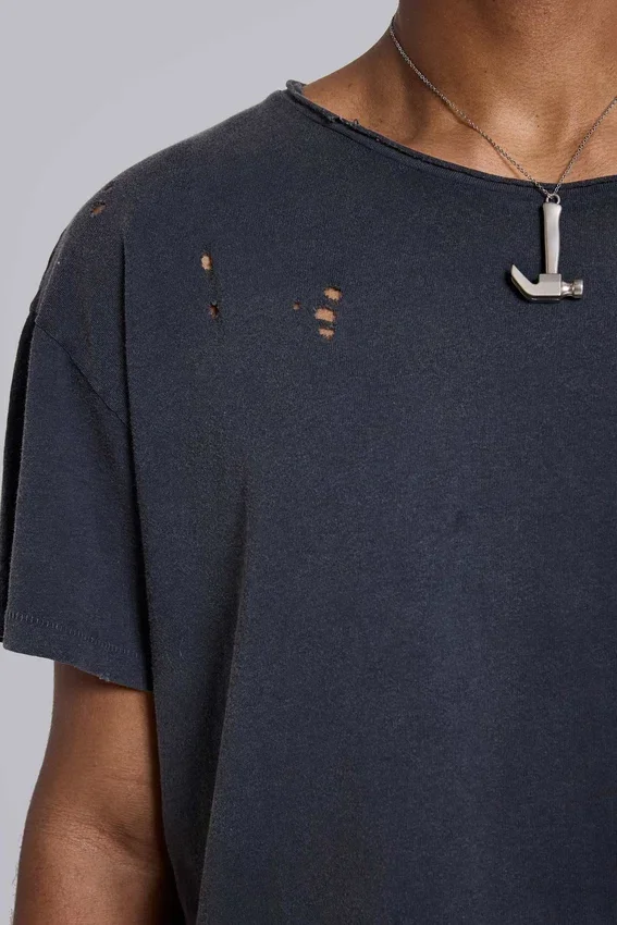 Gewassen zwart cropped Moth T-shirt