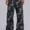 Gewassen zwarte cargo-broek met Trooper-camouflagepatroon
