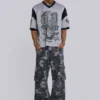 Gewassen zwarte cargo-broek met Trooper-camouflagepatroon