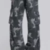 Gewassen zwarte cargo-broek met Trooper-camouflagepatroon