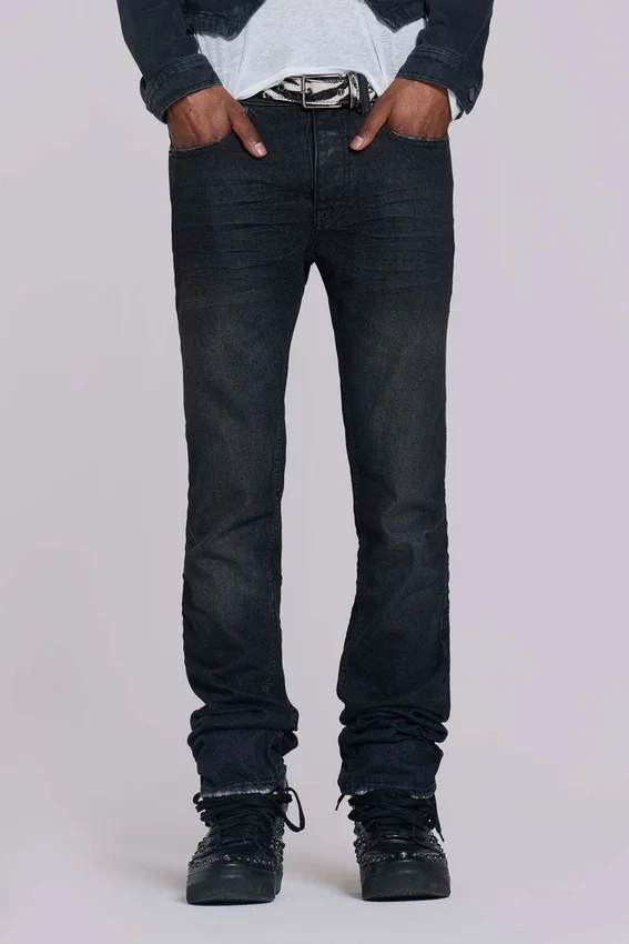Gewassen zwarte 'Drain'-Jeans