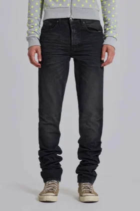 Gewassen zwarte ‘Drain’-Jeans