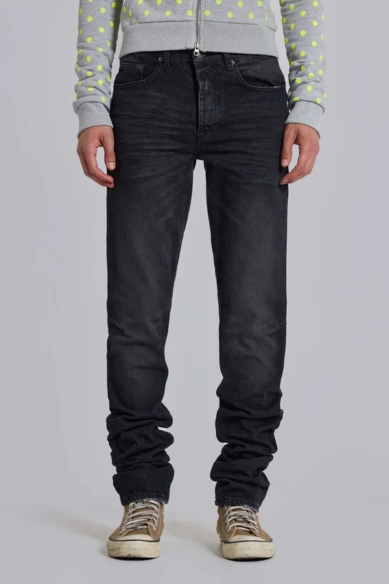 Gewassen zwarte 'Drain'-Jeans
