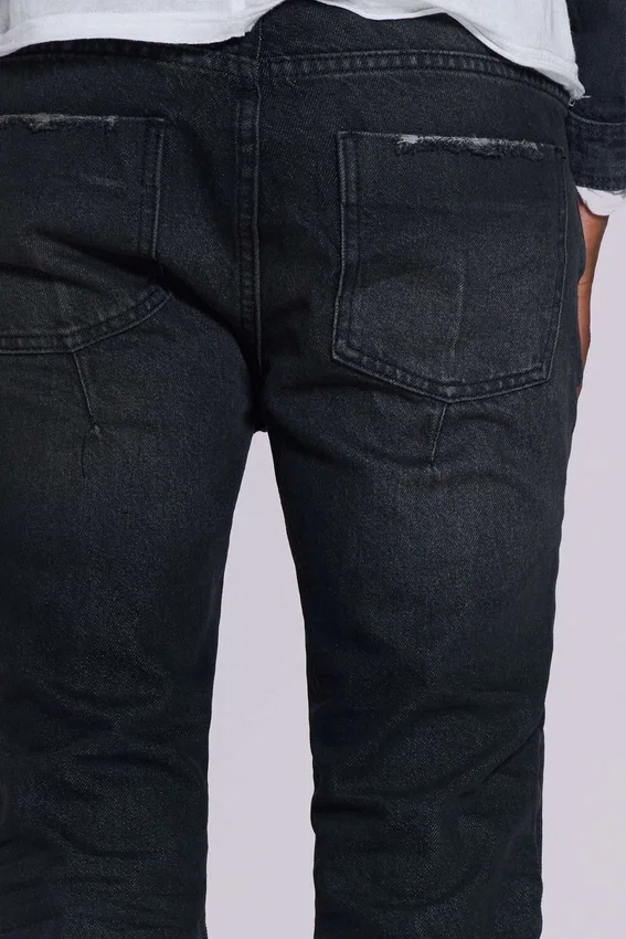Gewassen zwarte 'Drain'-Jeans