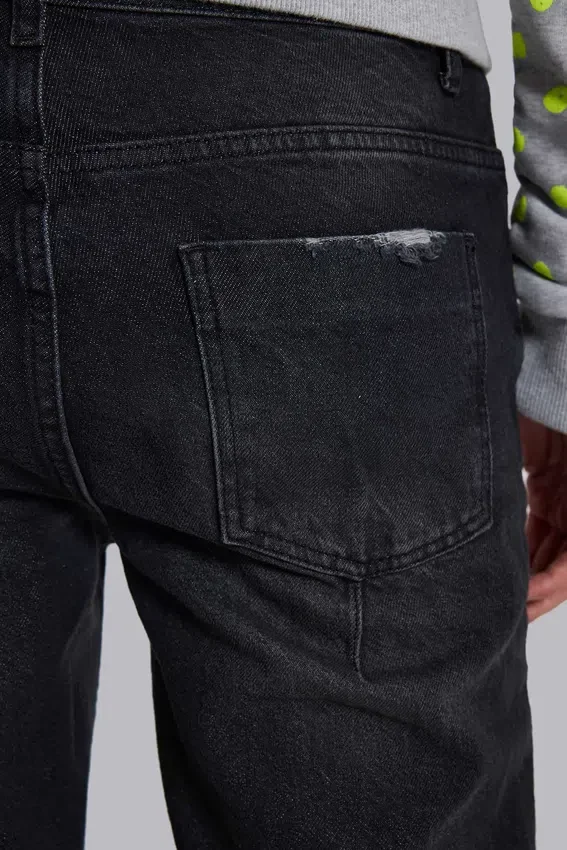 Gewassen zwarte 'Drain'-Jeans