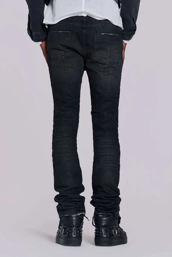Gewassen zwarte 'Drain'-Jeans
