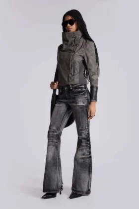 Gewassen zwarte Drift-Jeans met bootcut
