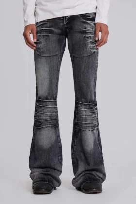 Gewassen zwarte Drift-Jeans met bootcut