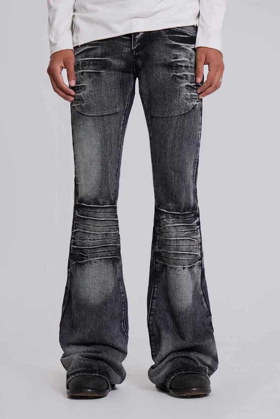Gewassen zwarte Drift-Jeans met bootcut