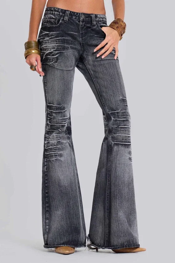 Gewassen zwarte Drift-Jeans met bootcut