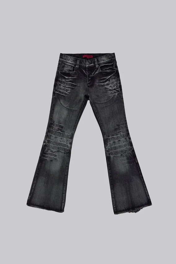 Gewassen zwarte Drift-Jeans met bootcut