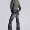 Gewassen zwarte Drift-Jeans met bootcut