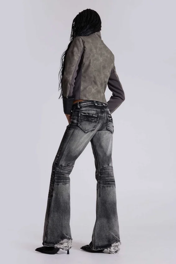 Gewassen zwarte Drift-Jeans met bootcut