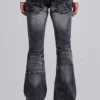 Gewassen zwarte Drift-Jeans met bootcut