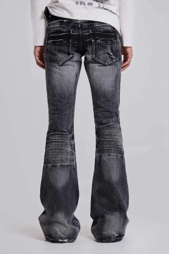 Gewassen zwarte Drift-Jeans met bootcut