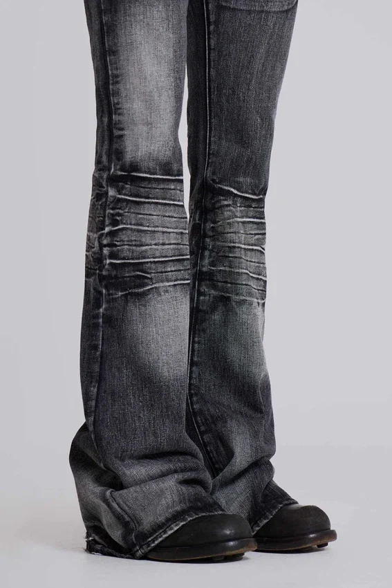 Gewassen zwarte Drift-Jeans met bootcut