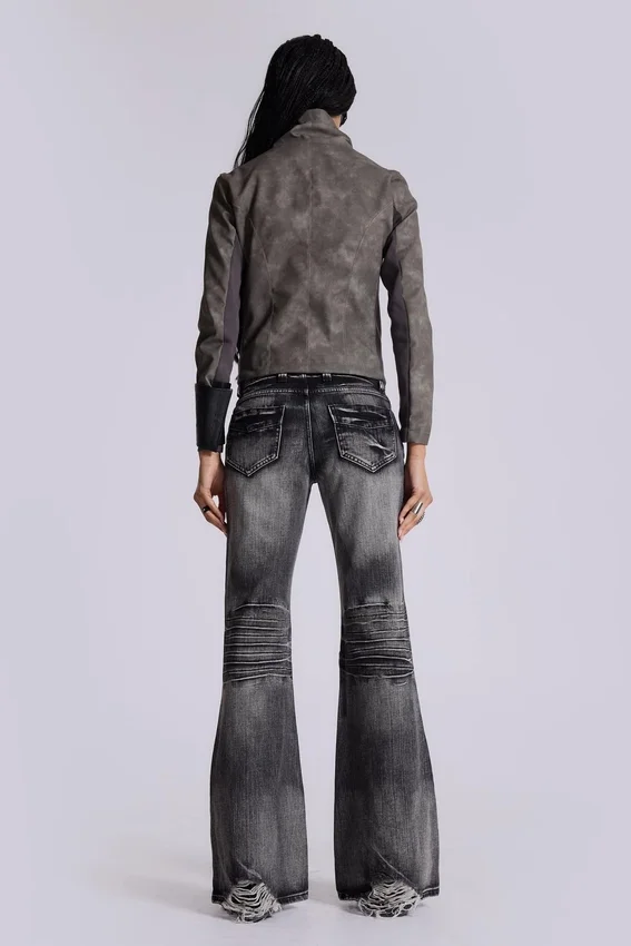 Gewassen zwarte Drift-Jeans met bootcut