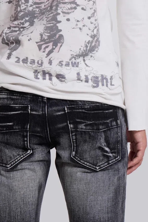 Gewassen zwarte Drift-Jeans met bootcut