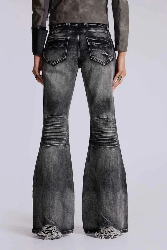 Gewassen zwarte Drift-Jeans met bootcut